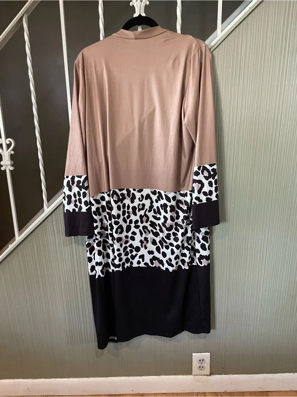 SHEIN Curve Colorblock Duster Cardigan 0XL Cheetah Leopard Print Open Front L